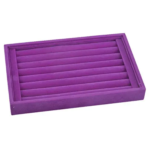 SZanbana 7 Slots Velvet Ring Earrings Trays Showcase Display Jewelry Organizer Box Jewelry Tray Cufflink Storage - Цвет: Velvet Purple