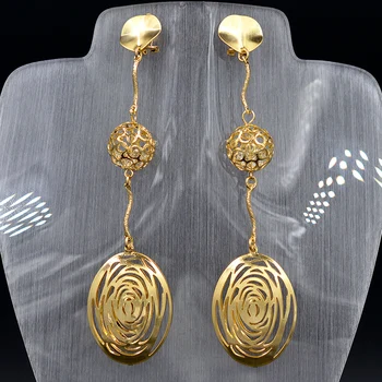 

Sunny Jewelry Long Drop Dangle Women's Earrings High Quality Exquisite Zircon Round Ball Hollow Out For Wedding Party Daily Gift