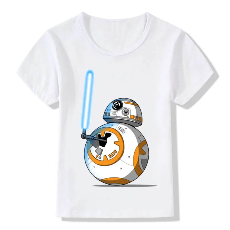 

Baby Star Wars Design T-shirt Boys and Girls BB-8 On The Move Print Funny T shirt Kids Summer White Casual Clothes,-5163