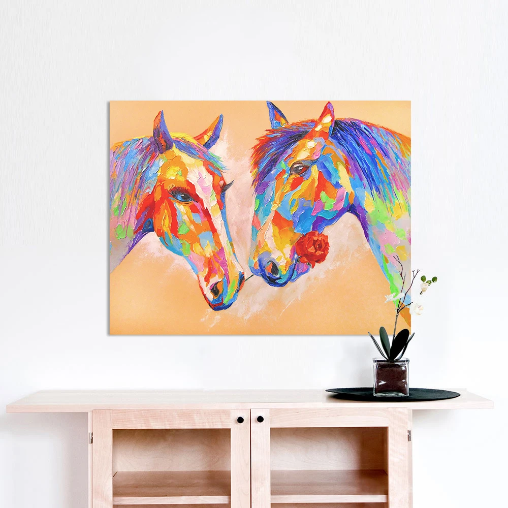 

DDWW Wall Art Painting Canvas Print Animal Picture Horse Couple For Living Room Home Decor No Frame