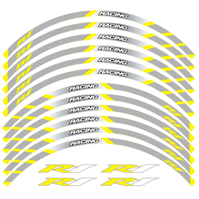 Новая высококачественная 12 шт. подходит мотоциклетная наклейка для колес полоса светоотражающий обод для Yamaha YZF R1