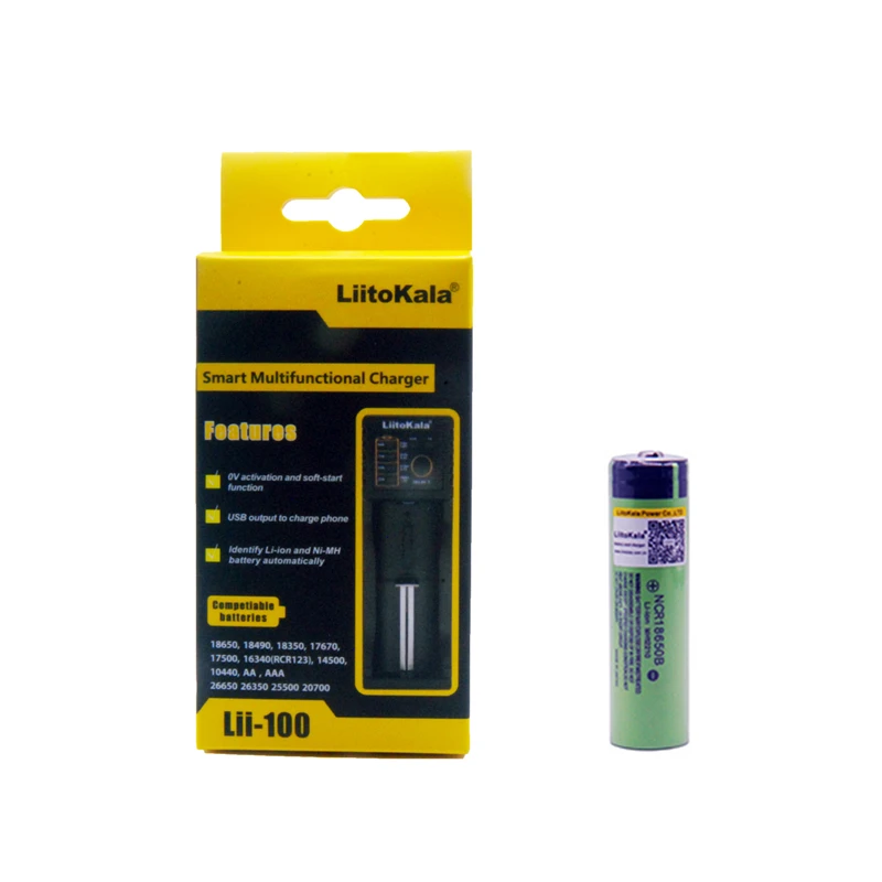 LiitoKala 18650 3400mAh 18650 литий-ионная аккумуляторная батарея(без PCB)+ Lii-100 USB литиевая NiMH умная батарея зарядное устройство