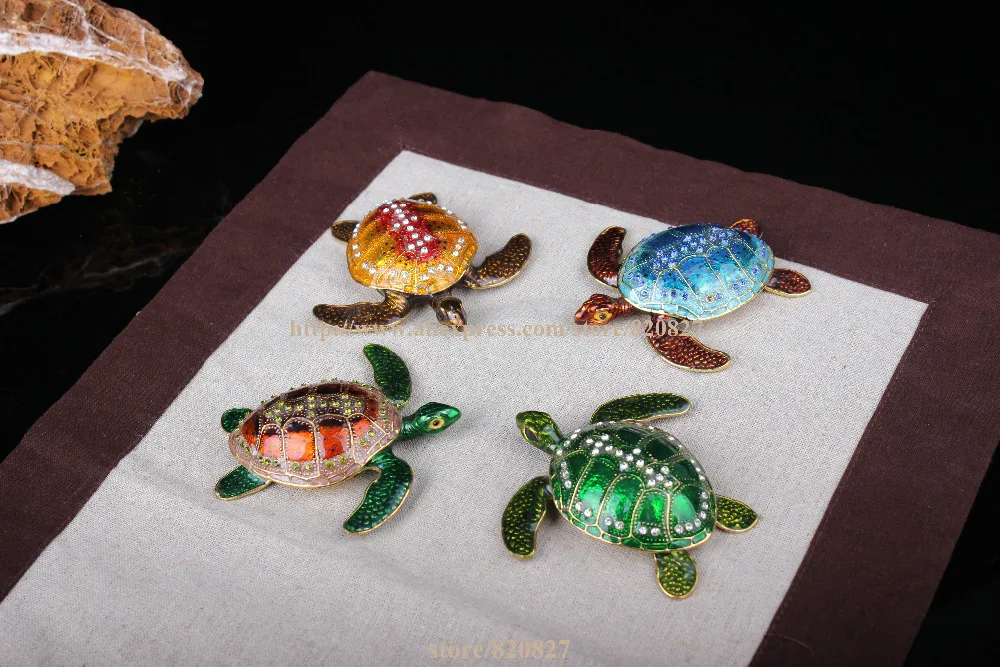 

Trinket Turtle Shape Jewelry Box Turtle Trinket Jewelry Box with Sparkling Crystals Turtle Collectible Crafts