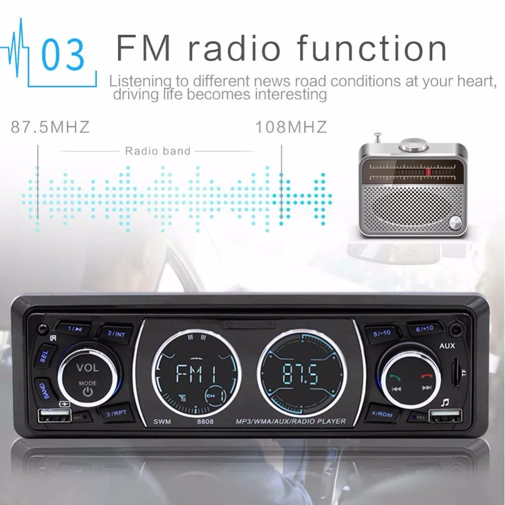 Автомагнитола 1Din MP3 мультимедийный плеер Поддержка Bluetooth Handsfree пульт дистанционного управления FM AUX U диск карта воспроизведения микрофон Авторадио