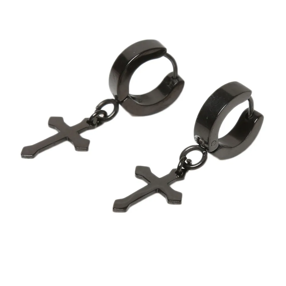 

1Piece Fashion 4*9mm Cross Shaped Ear Stud Earrings Titanium Steel Ear Clip Ear Accessories EAR-0685