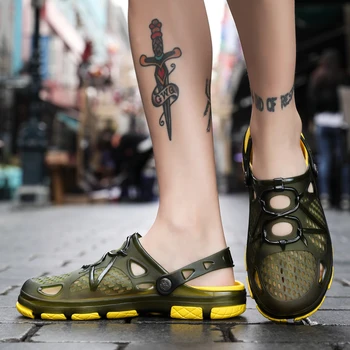 

BVNOBET Beach Men Sandals New Fashion Hollow Men Flip Flops Outdoor Summer Slippers Shoes Breathable For Male Garden Mule Clogs