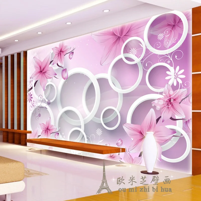 beibehang daydream simple personality flower 3D circle wallpaper bedroom living room sofa TV wall background wallpaper murals