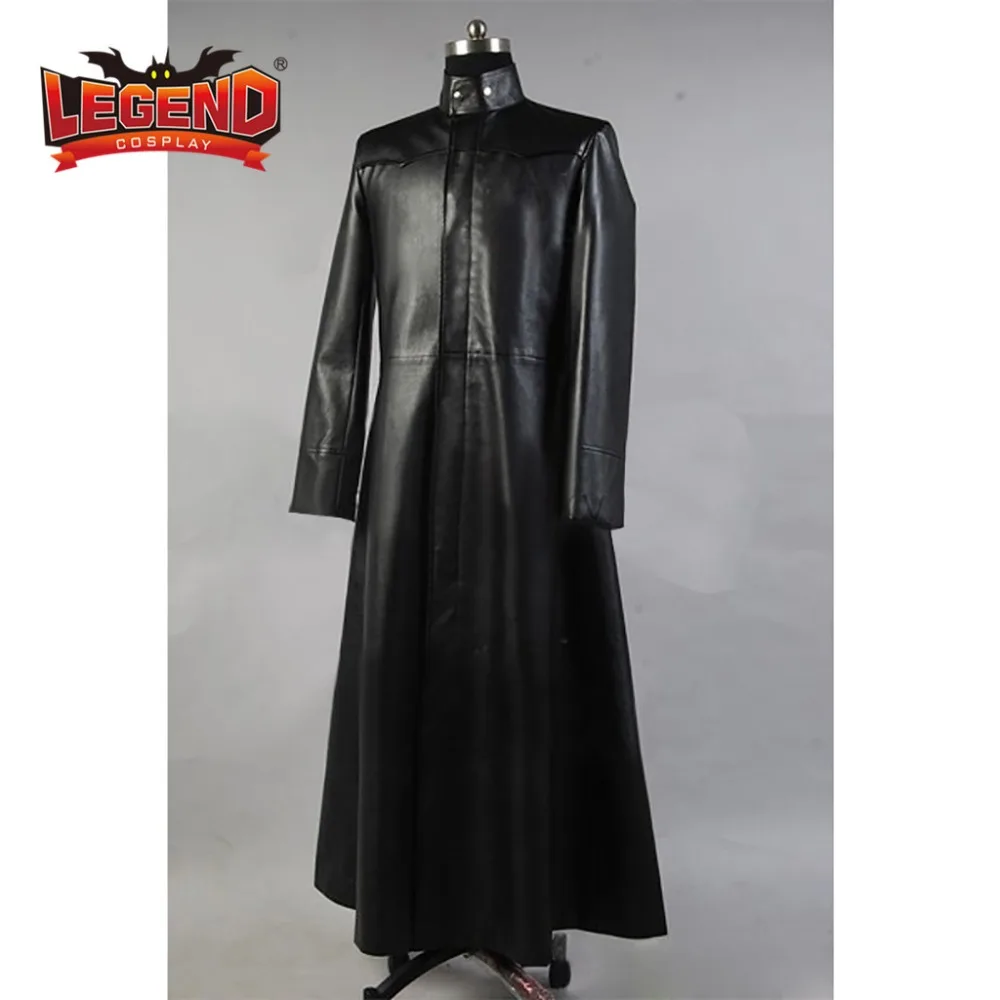 

Matrix Neo Coat Cosplay Costumes Long Black Leather Trench jacket custom made