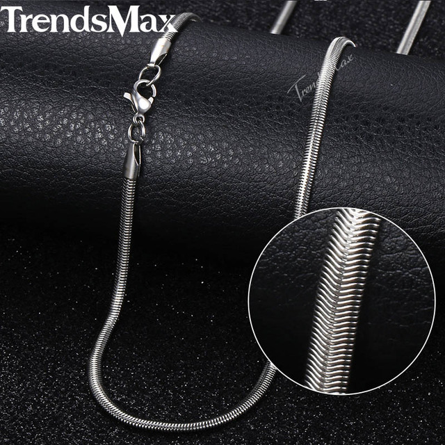 Necklace Stainless Steel Cuban Rope Box Snake Link Chains Necklace Silver Color Male Jewelry Wholesale 24" 60cm 3mm KNN1