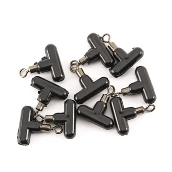 

10pcs Cross-Line Swivels & Bead T Shape Pulley Slide Rig Connector Black Saltwater Fishing Terminal Tackle