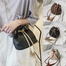 Винтажная модная Маленькая женская кожаная сумочка с кисточками сумка на шнурке сумки через плечо сумочки#30