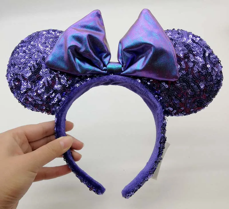 

NEW Purple Minnie Mouse Bow Sequins Ear Headband Ears