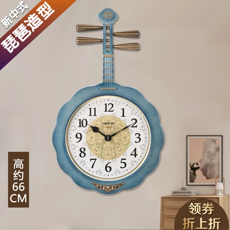 

2018 Horloge Mural Large Wall Clock Free Shipping Lisheng Chinese Art Wall Bell Silence Wind Watch Pipa Clock Bedroom Quartz