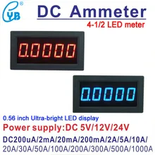 Amperímetro digital led, medidor de corrente dc, medidor de painel amperímetro 4 1/2, ampere 100ua 200ua 2ma 200ma 2a 5a 10a 30a 50a 100a 300a 500a