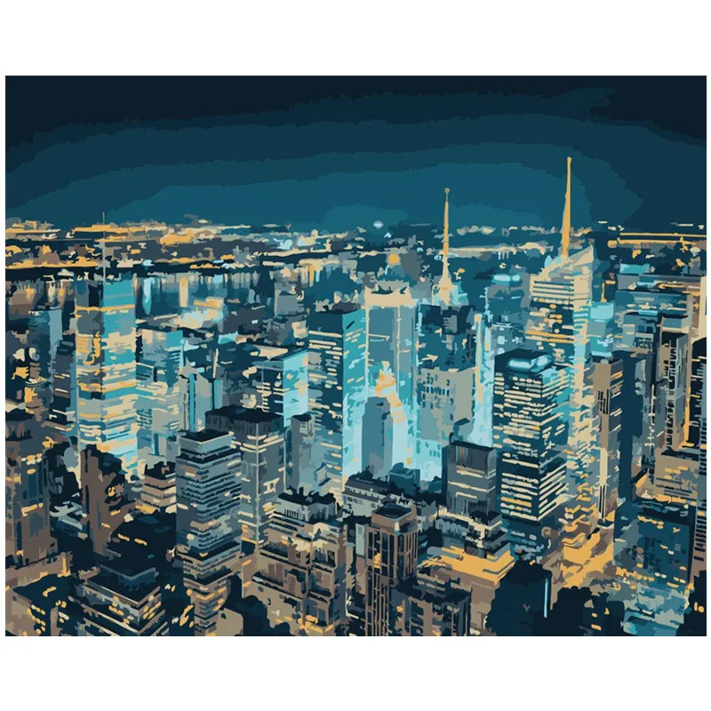 Картина по номерам DIY Прямая поставка 40x50 50x65 см Нью-Йорк США Ночной вид пейзаж