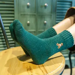 1 пара толстые носки для Для женщин Чистый Цвета теплые осень-зима Термальность дамы Для женщин s Набор носков с принтом животные дизайн