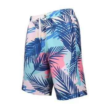 

2019 New Large Size Mens Board Shorts Quick-dry Digital Printed Plant Leaves Vacation Beach Pants