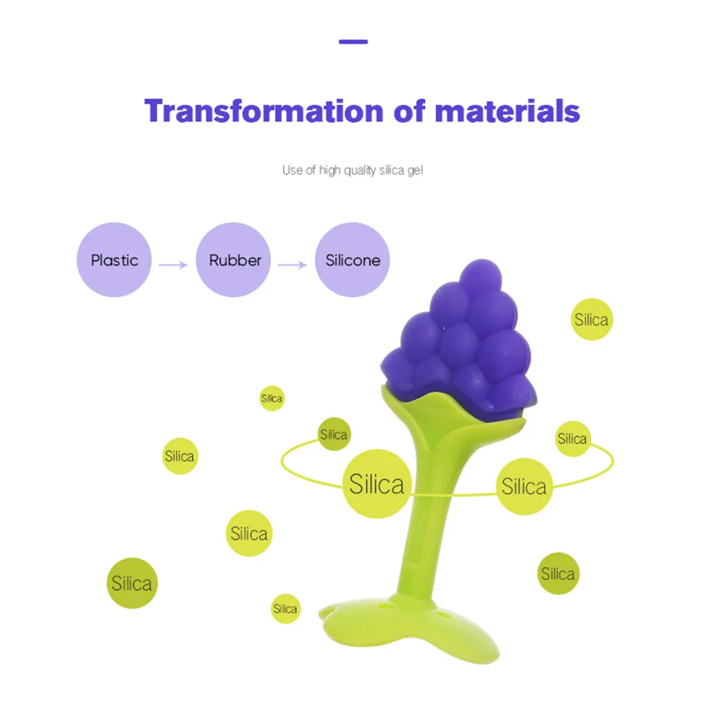 VICIVIYA, 1 шт., детский прорезыватель, милая фруктовая растительная форма, безопасный силиконовый Прорезыватель для зубов, уход за зубами, жевательные игрушки для обучения