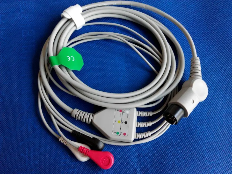 Generic AAMI 6 Pin One Piece ECG Cable 3 Leadwires Snap Ends AHA Standard | Красота и здоровье