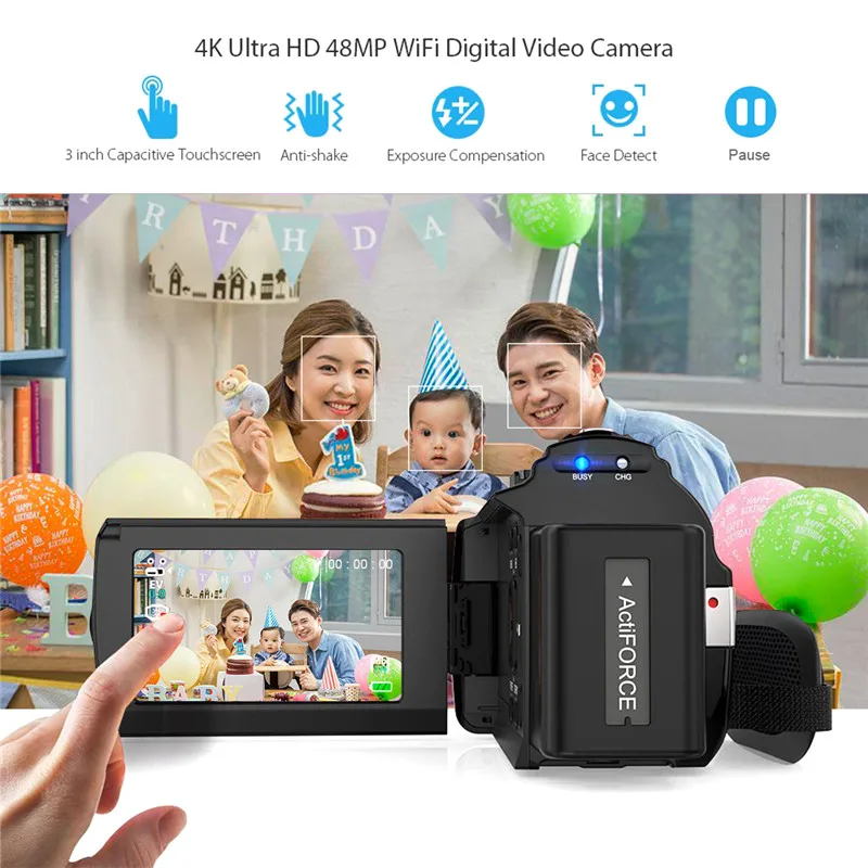 Горячая 3 дюймов Сенсорный экран 4 К Nightshot видеокамеры 48MP 1080 P Wi Fi цифровой фото
