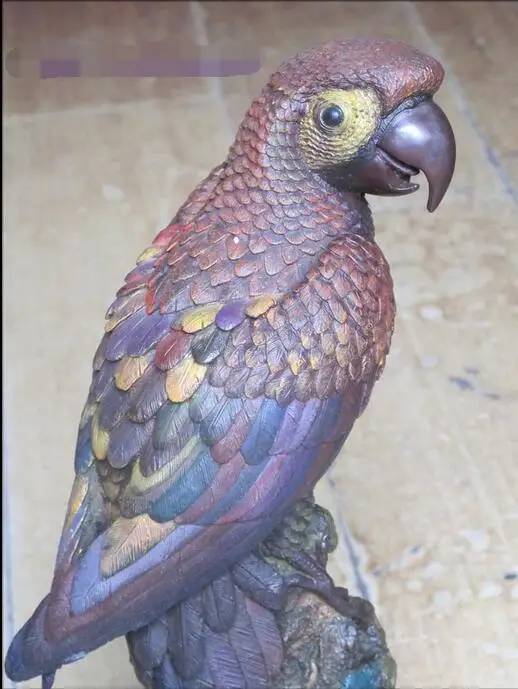 

18"Art coloured drawing or pattern An parrot bronze ds