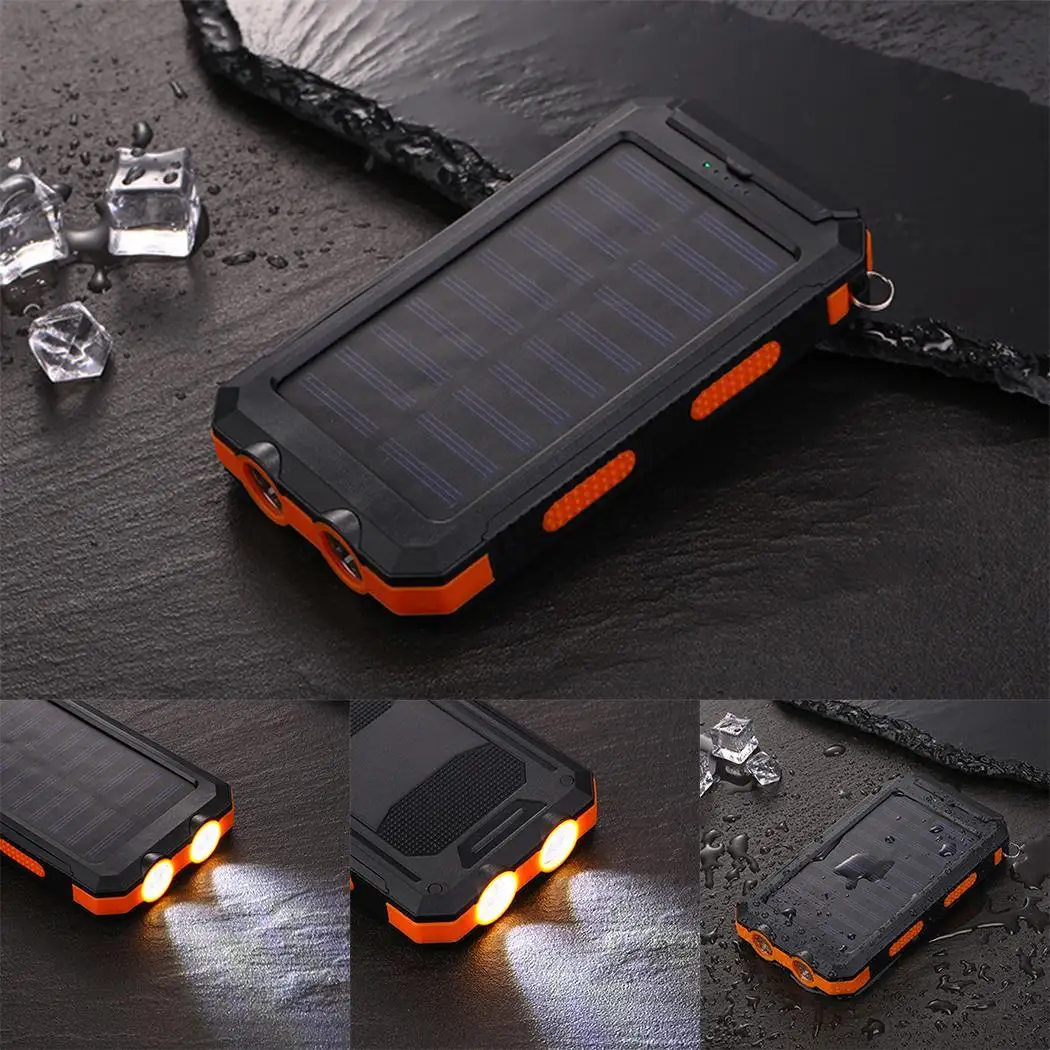 

Portable Solar Power Bank Dual USB Powerbank 10000mAh Big Capacity Outdoor Solar-powered Mobile Charger With LED Emergency Light