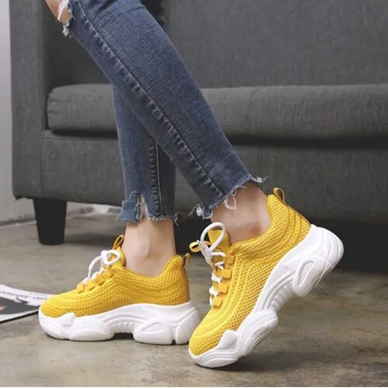 

2019 Spring Fashion Women Casual Shoes Mesh Platform Breathable Women Sneakers Ladies White Trainers Chaussure Femme