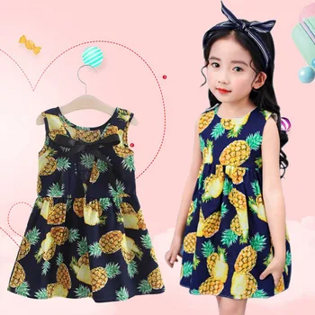 

1-6 Years Girls Dress Summer Toddler Girls Dress Cotton Sleeveless Print Flower Princess Dress For Girls Children Clothes