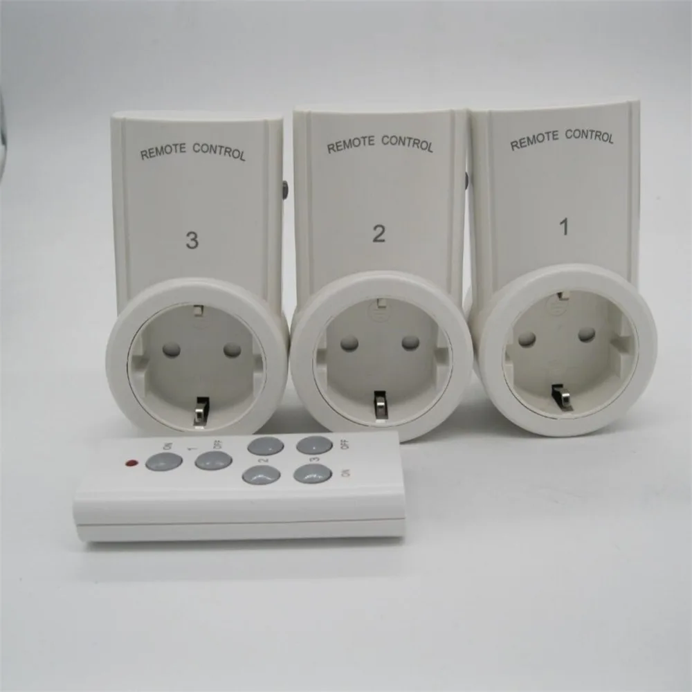 

High Quality EU 3 Pack Wireless Remote Control Power Outlet Light Switch Plug Socket Smart Home Remote Switcher Outlet Socket