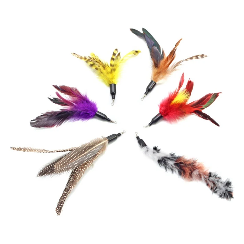 6 Pcs Fit For Life Replacement Feathers Pack Plus Soft Furry Tail For Interactive Cat and Kitten Toy Cat Toys Hot