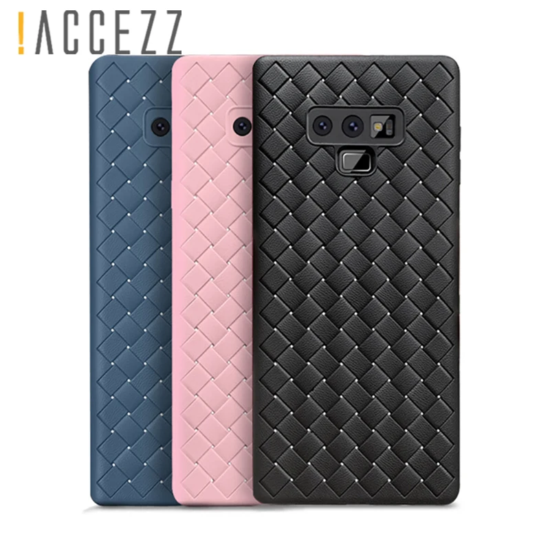 !ACCEZZ Luxury Business Phone Case Shell For Samsung Galaxy Note 9 Soft Grid Weaving Full Protection Back Cover Funda Capa Coque |