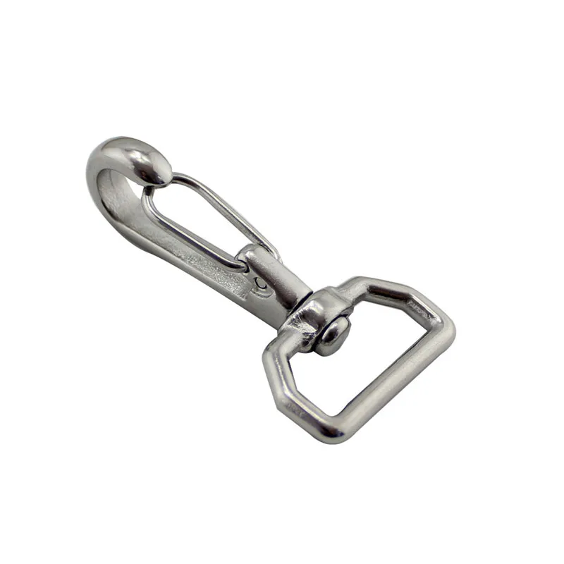 5pcs 65mm Stainless Steel Square Ring Swivel Quick Hook Swivel-Eye Bolt Spring Snap Hooks Hiking Camping Carabiner Pet Chains