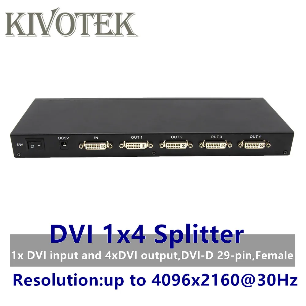 

4 Ports DVI Splitter,Dual link DVI-D 1X4 Splitter Adapter Distributor,Female Connector 4096x2160 5VPower For CCTV Monitor Camera