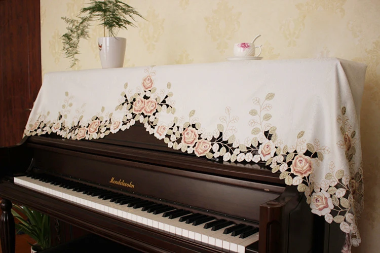 

Upright Piano stool cover 1 set practical elegant embroidery 88 keyboard piano cloth Universal bench casing dust-proof cover