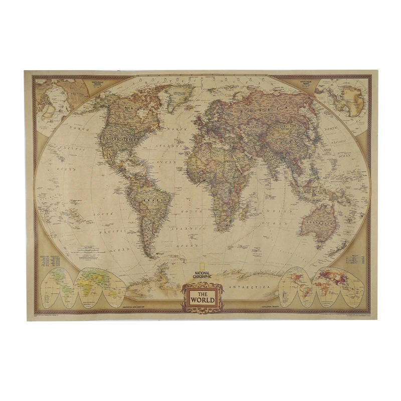 Винтажный Ретро матовый крафт-бумага карта мира античный плакат настенный стикер домашний декор