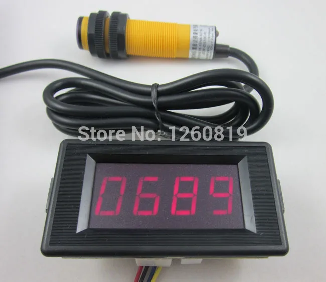 

12V 4 Digit Red Counter Meter Up and Down +Infrared Proximity Photoelectric Switch Sensor NPN