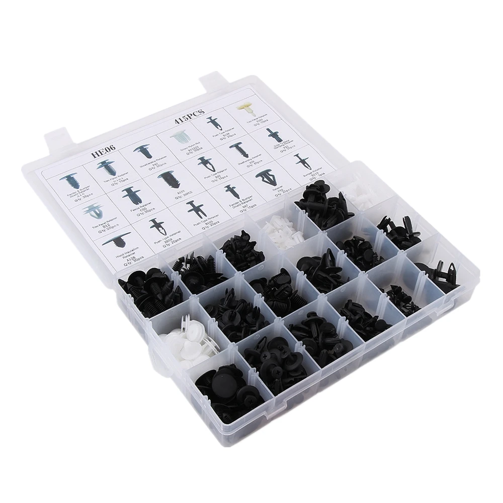 

415Pcs 18 Sizes Auto Fastener Car Universal Bumper Fixed Clamp Push Type Clip For GM Ford Toyota Honda Chrysler