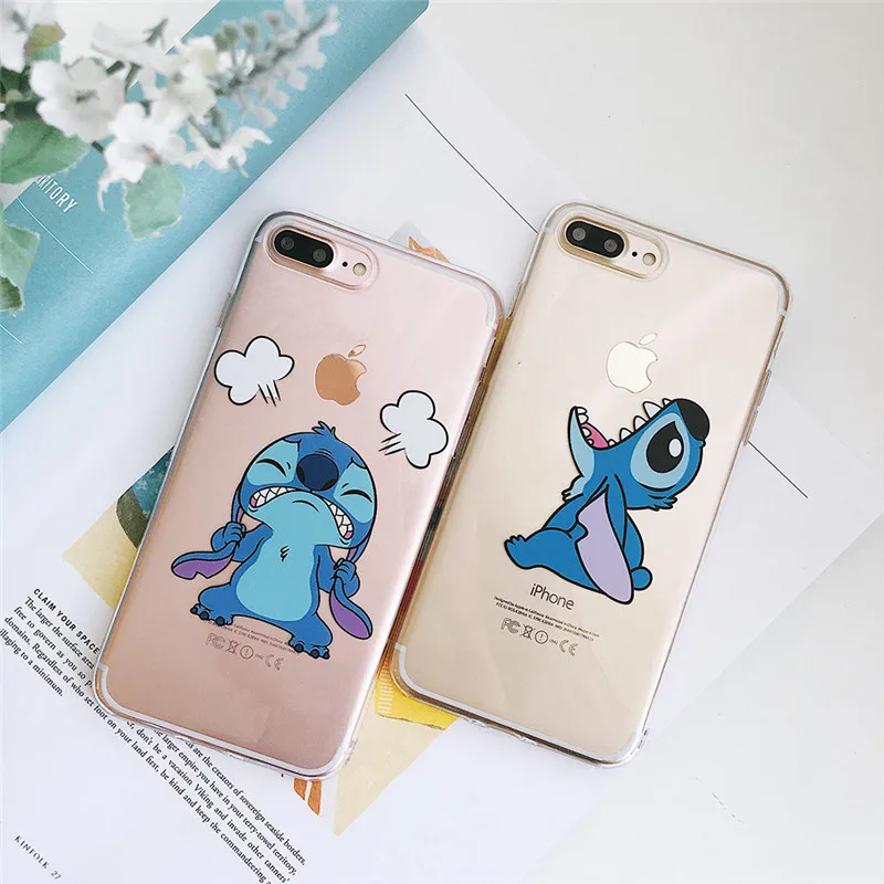 

Cartoon Stitch Soft TPU silicone case for iphone 6 6Splus 7 7plus X XR XS MAX Back cover Clear Transparent Phone Cases