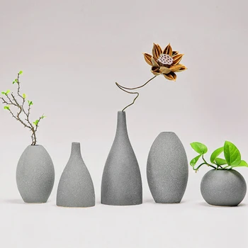 

Ceramic Vase Flower Vase for Home Furnishing Model Room Decor Style Dry Ash Flower Vase 5 Shape 3 Color decor accessories
