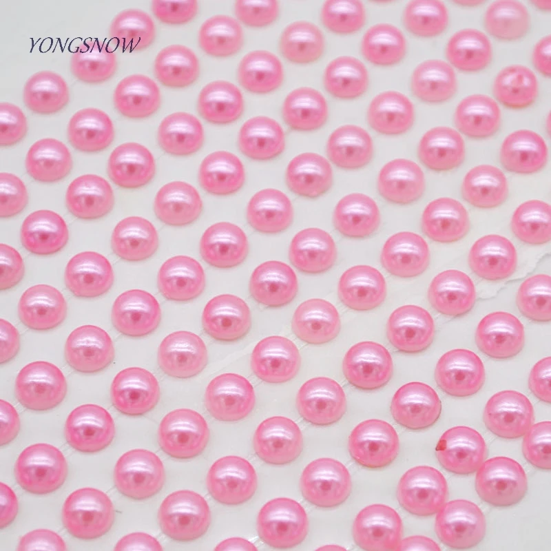

6mm 9 Colors Flatback Imitation Pearl Self Adhesive Crystal Rhinestones Pearl Tape Decoration Scrapbooking Stickers Diy Decal