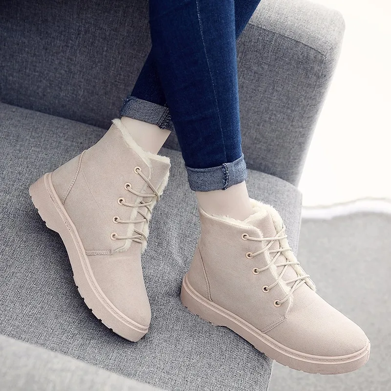 Match De Bottes Mode Livraison Chaude Chaussures noir Talons Gratuite marron Tous Martin Confortable Fourrure Hiver Goxpacer Plats Beige Avec gris Les Femmes Neige nwPk8O0