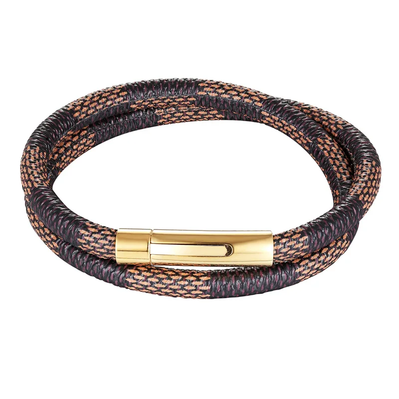 

XiongHang Stainless Steel Bracelet Men Multicolour Leather Bracelets Hidden Safety Clasp Simple Style Ladies Bracelet For Women