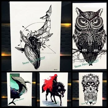 New Beautiful Diamond Whale Dolphin Temporary Tattoo Waterproof 3D Arrow Fish Tatoo For Men Women Body Art Fake Tattoo Stickers