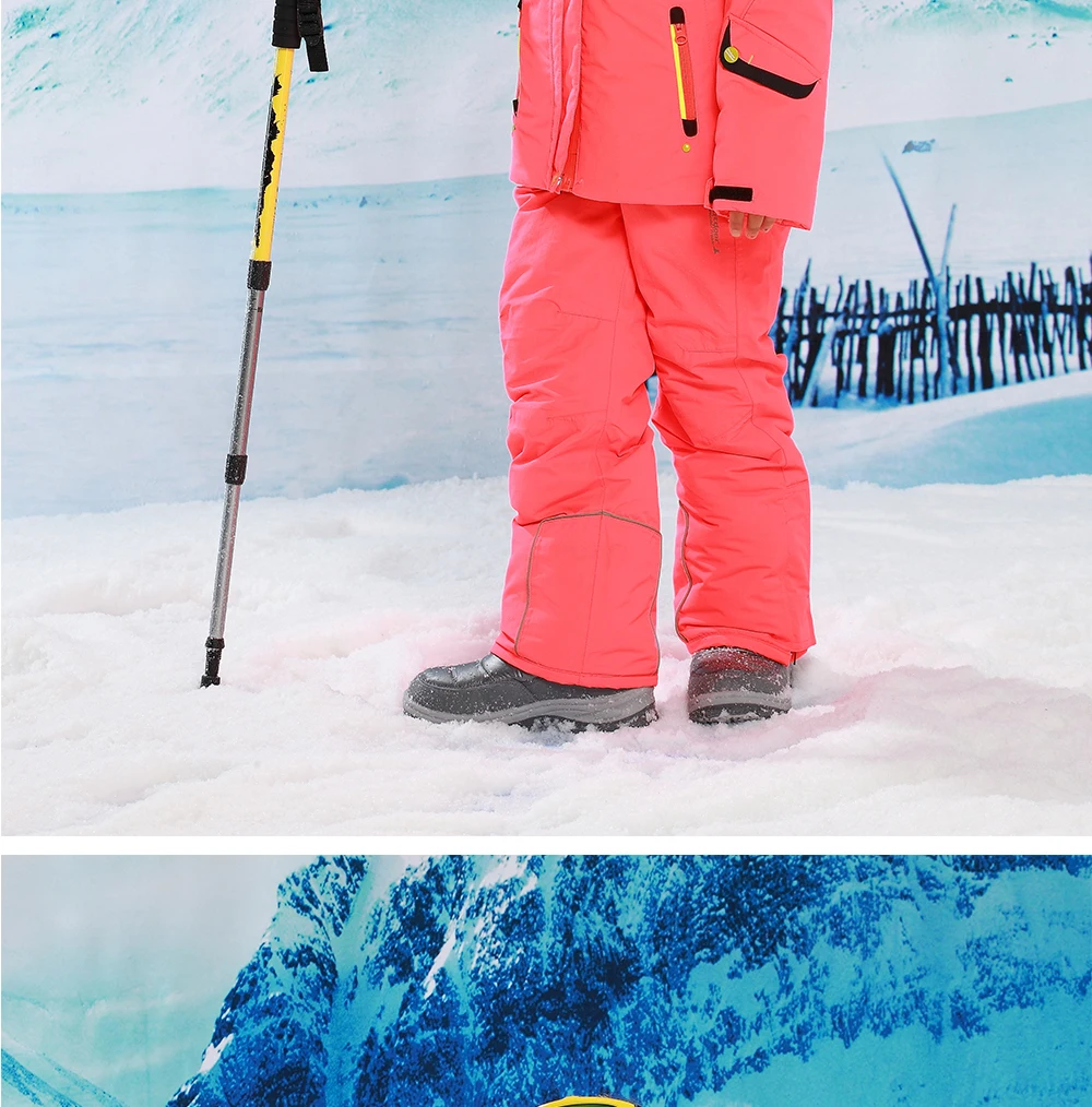 Detector/зимние ветрозащитные лыжные куртки для девочек+ штаны комплект верхней одежды для детей, детские зимние комплекты теплый лыжный костюм для мальчиков и девочек