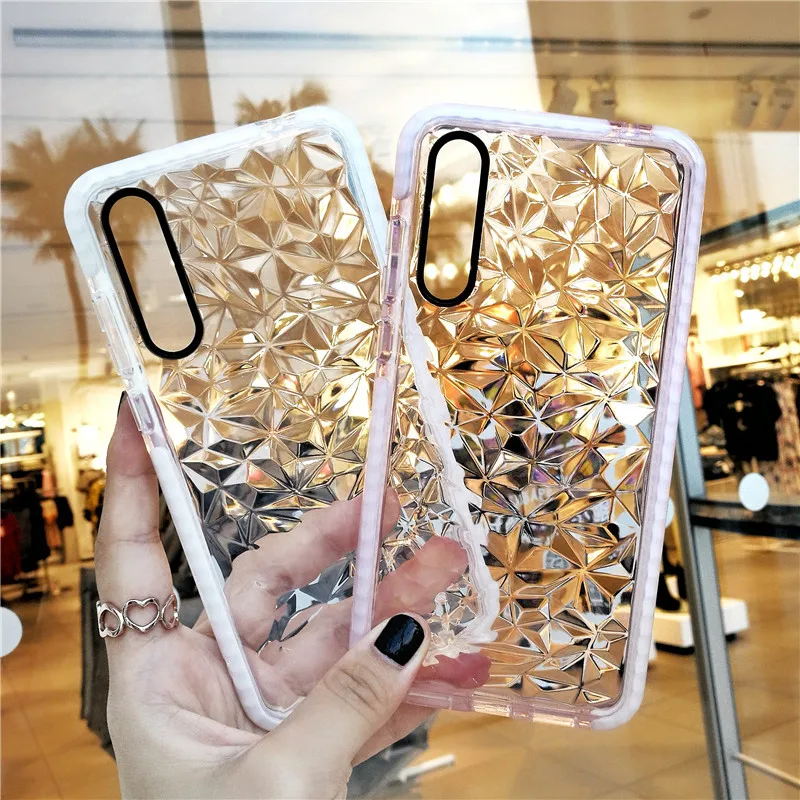 

3D Diamond patternTransparent phone case For Huawei P20 Lite Case p20 pro cover For Huawei P30 pro capa nova 3e Coque honor 10