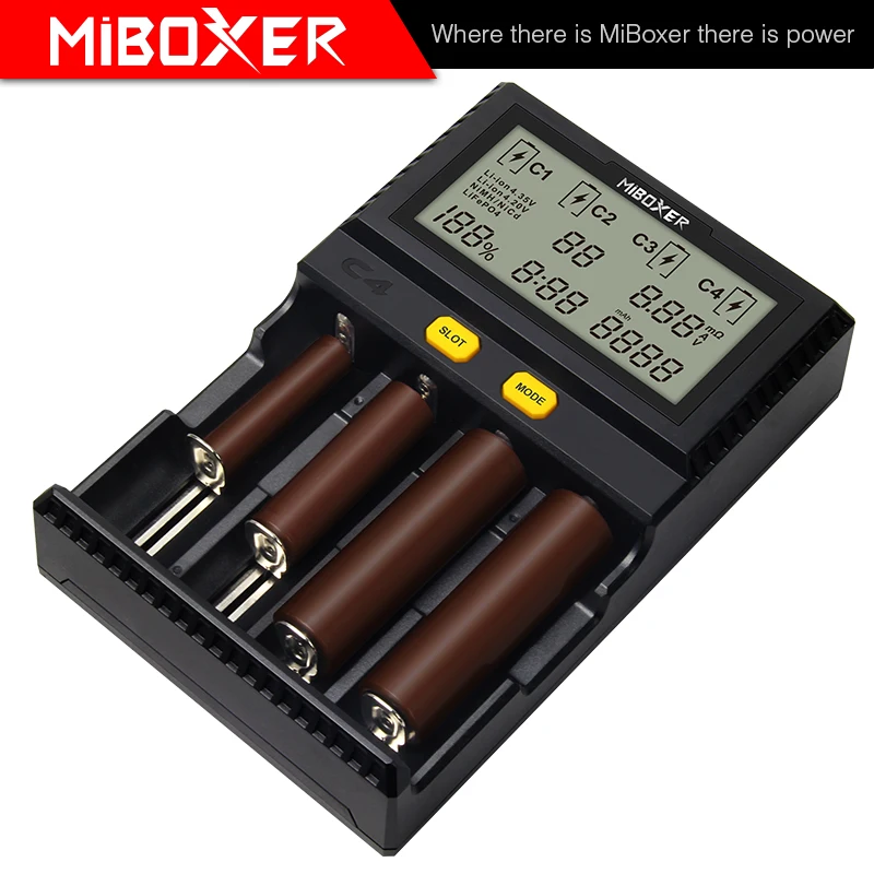 Miboxer C4 1.5A интеллигентая(ый) ЖК-дисплей ladegerat мех 18650 26650 18350 20700 16340 AA AAA Li-Ion Ni-Cd-плеер DC 12 V Смарт ladegerat