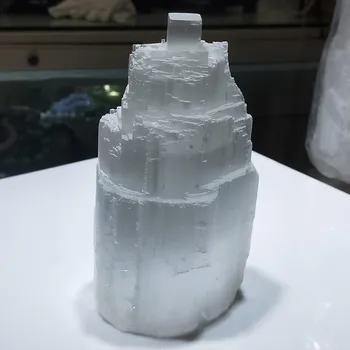 

DHXYZB 15cm natural selenite Skyscraper tower White Gypsum healing meditation crystal mental clarity quiet mind energies away