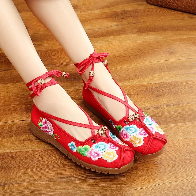 Fashion Spring Chinese Style Flats Embroidery Women Casual Cloth Shoes ...