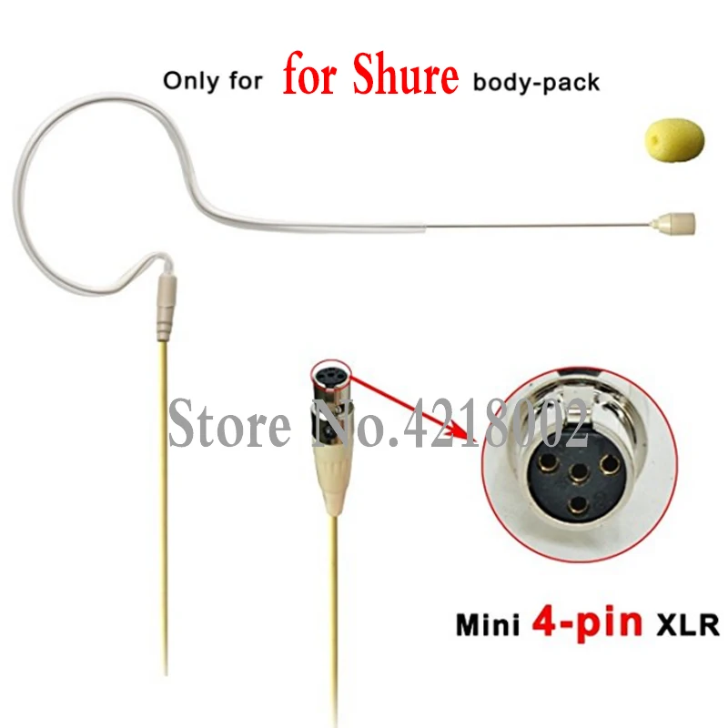 Skin 4 Pin Mini XLR Одиночная Ушная подвесная гарнитура с микрофоном Mic для Shure Body-pack