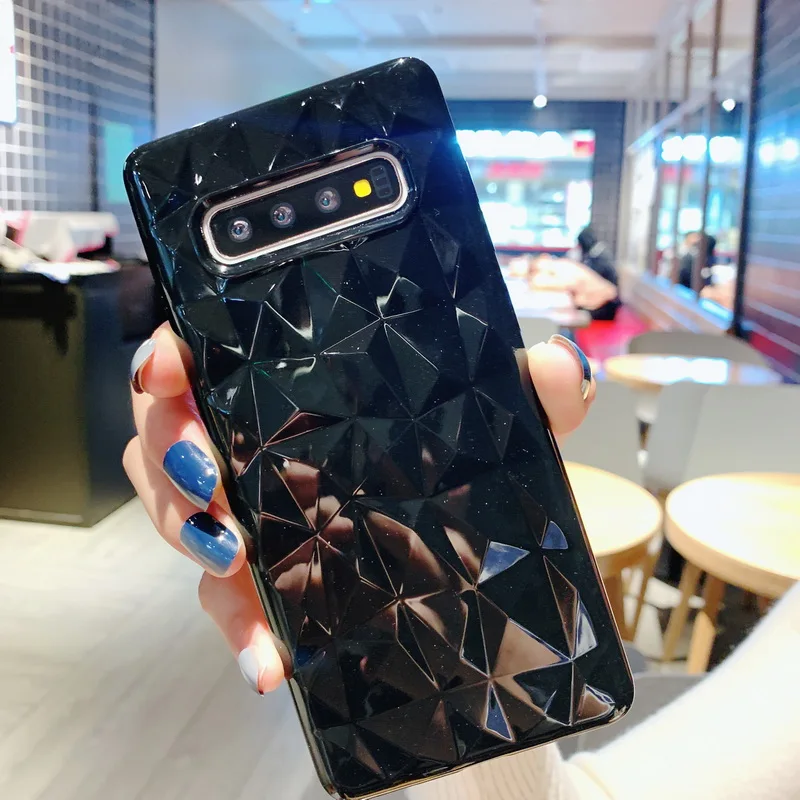 3D Алмазный кристально чистый мягкий силиконовый чехол для samsung Galaxy S10 Plus S10e S9 S8 Note 9 8 Coque - Цвет: Black